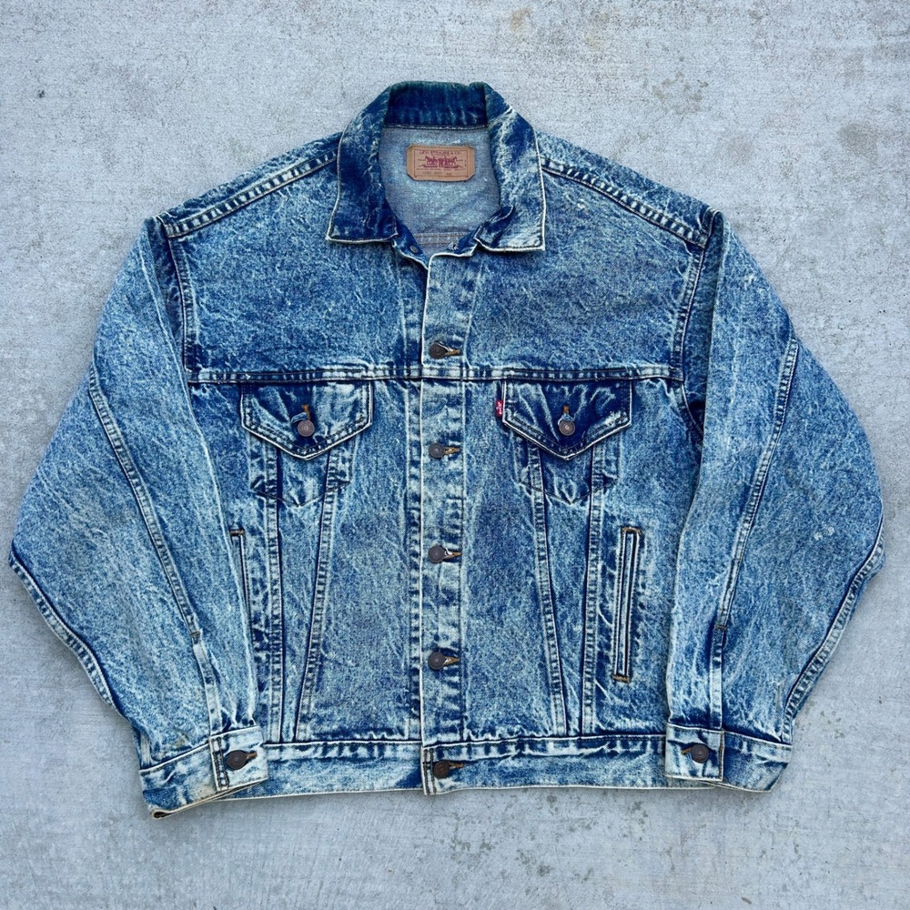 Levis 70507 0219 Denim Trucker Jacket Large Blue Acid Wash Vintage 90s USA Made